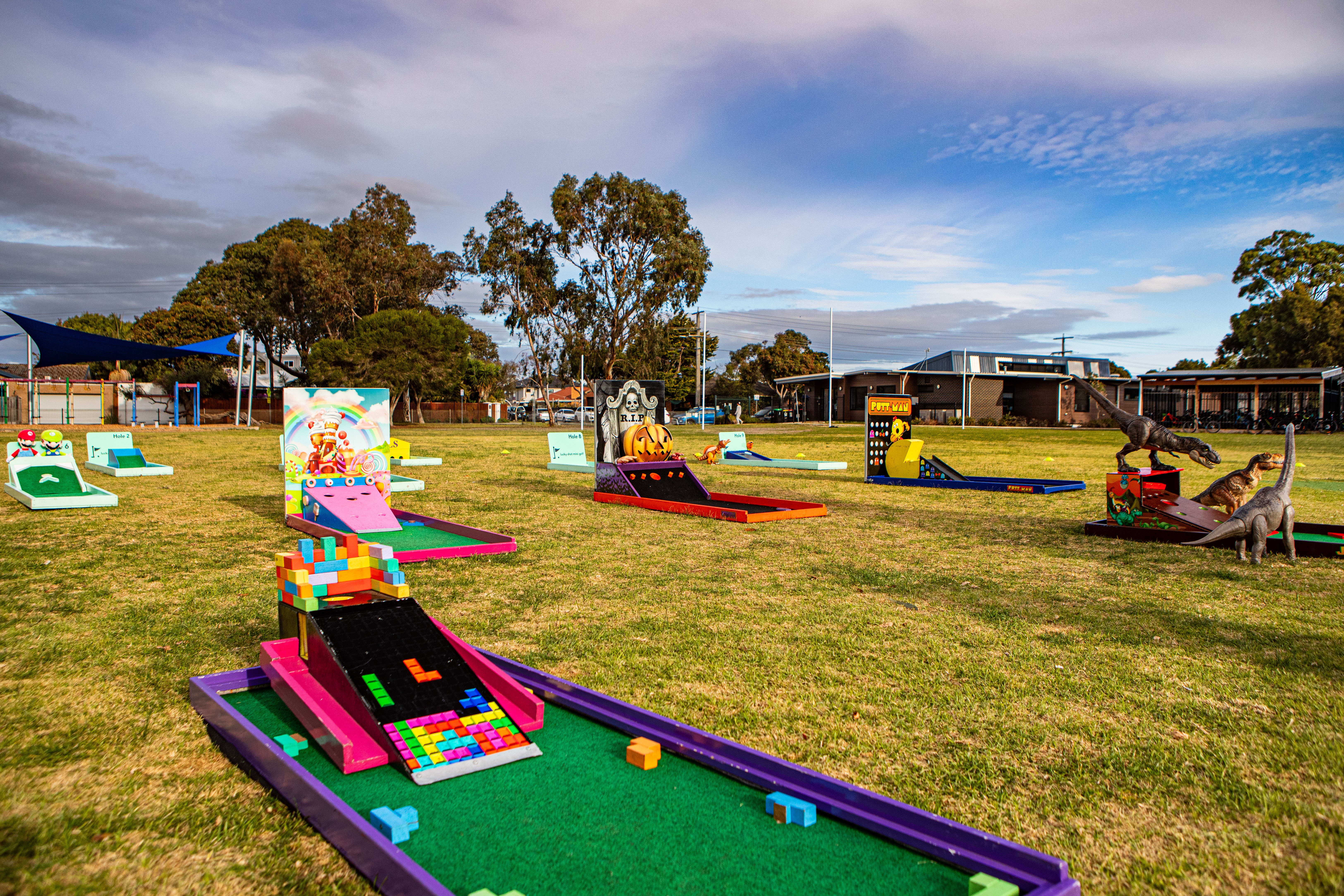 Lucky Shot Mini Golf full course showing variety of themed holes